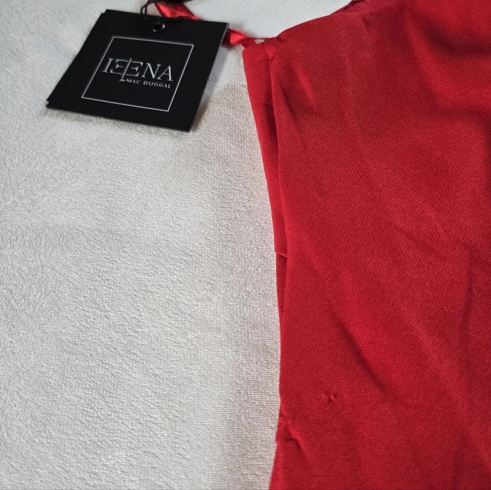 Mac Duggal▪️Red Crepe One Shoulder Bow Gown - Picture 10 of 12